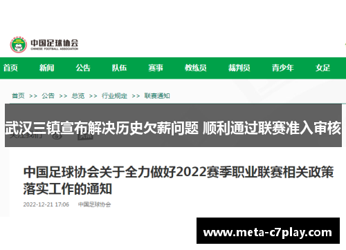 武汉三镇宣布解决历史欠薪问题 顺利通过联赛准入审核